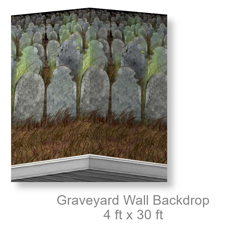 Graveyard Tombstones Wall Backdrop | Party Decorations