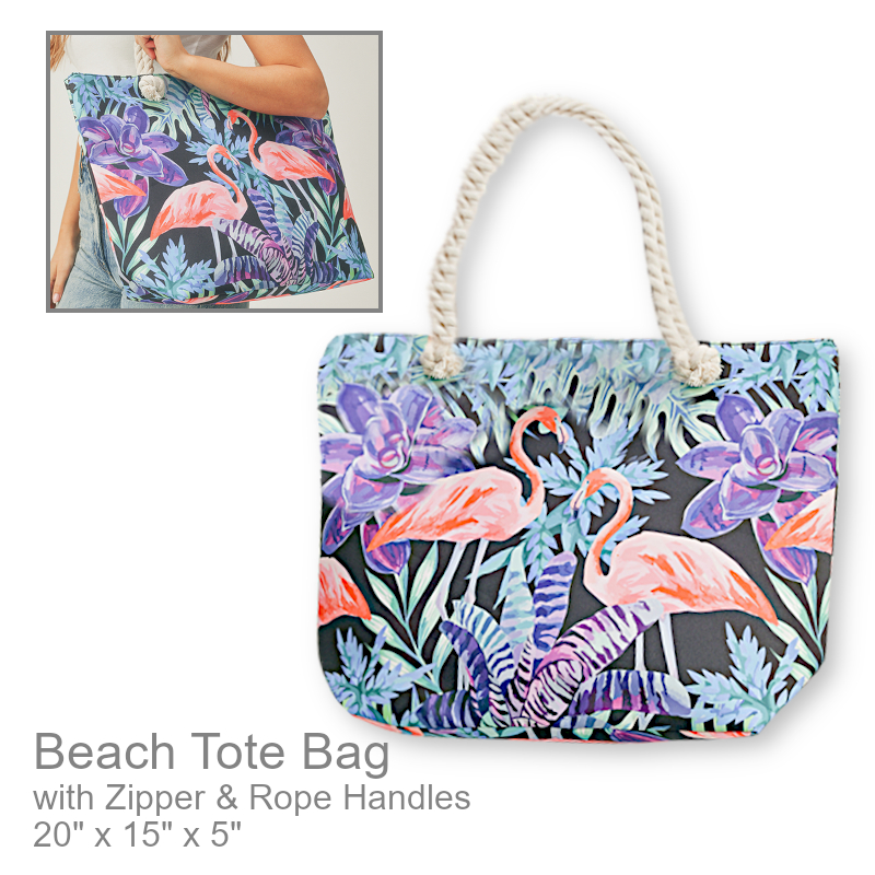Flamingo Paradise Beach Tote Bag | Beach Bag