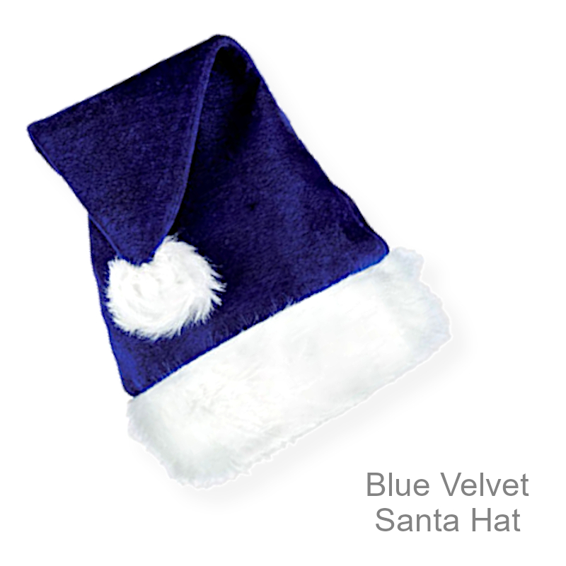 Blue Velvet Santa Hat | Funny Party Hats