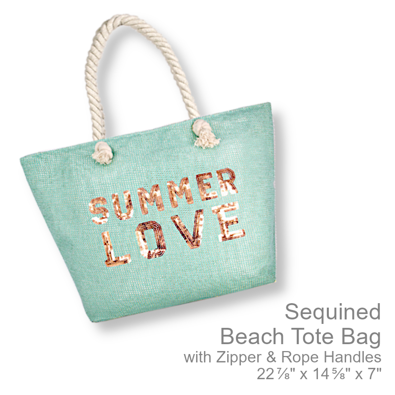 Sequined Summer Love Beach Tote Bag | Beach Bag