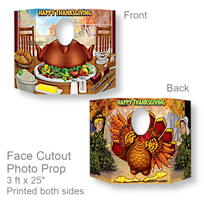 Funny Turkey Face Cutout Photo Prop | Party Supplies