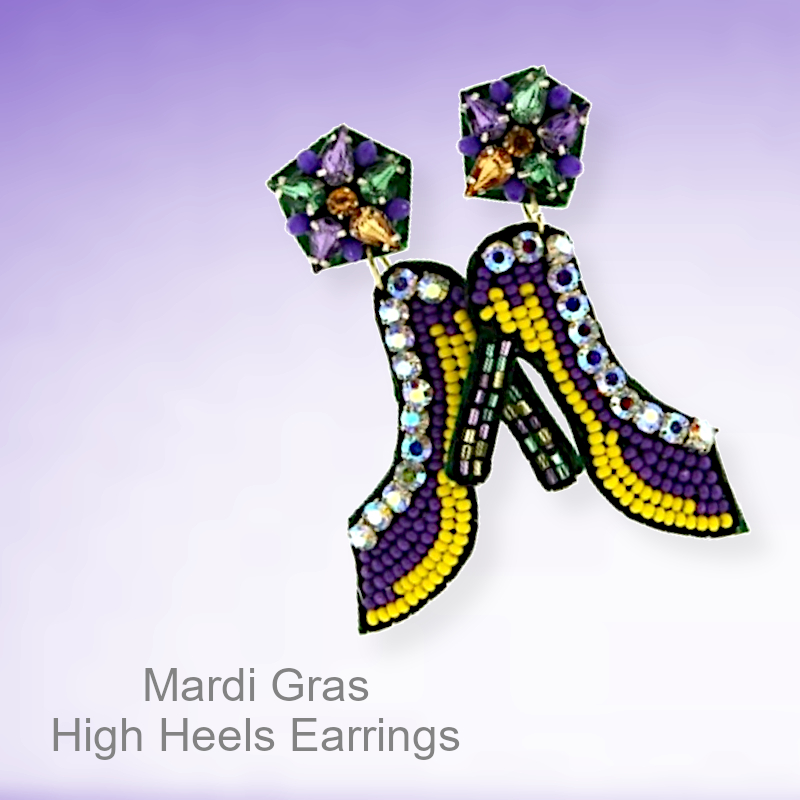 Mardi Gras Party Earrings High Heel Shoes | Mardi Gras