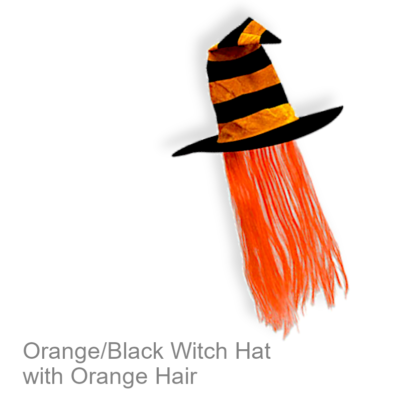 Striped Witch Hat With Hair | Halloween Accessories