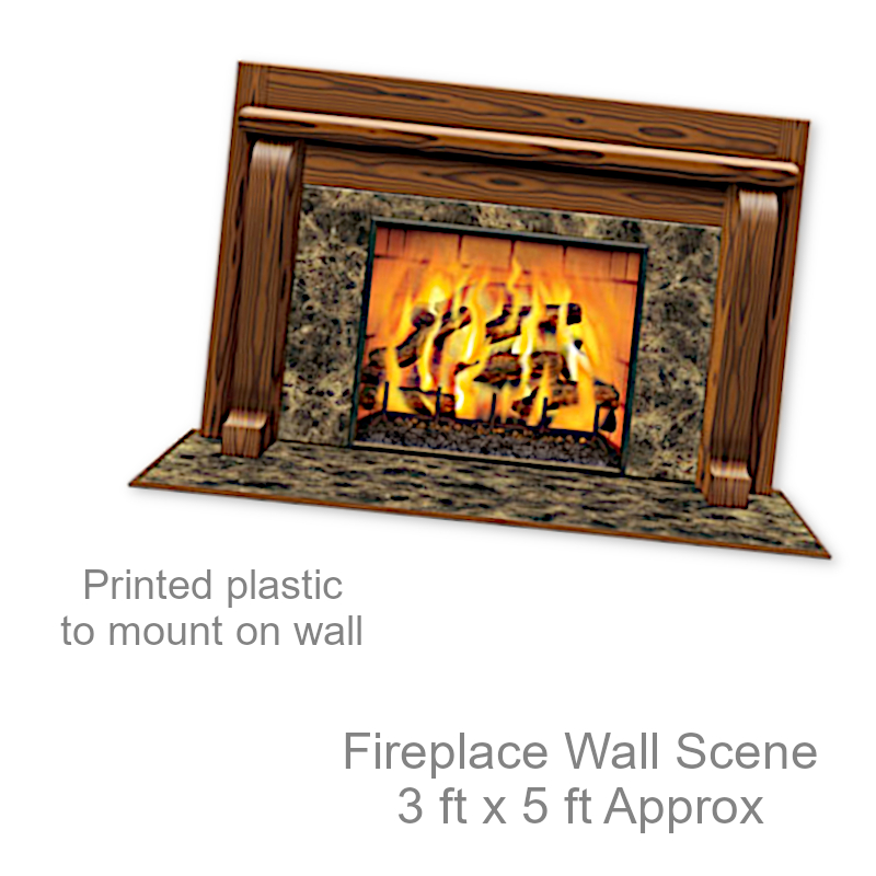 Fake Fireplace Wall Scene | Party Decorations