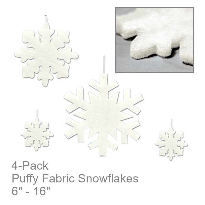 Puffy Fabric Snowflakes | Party Decorations