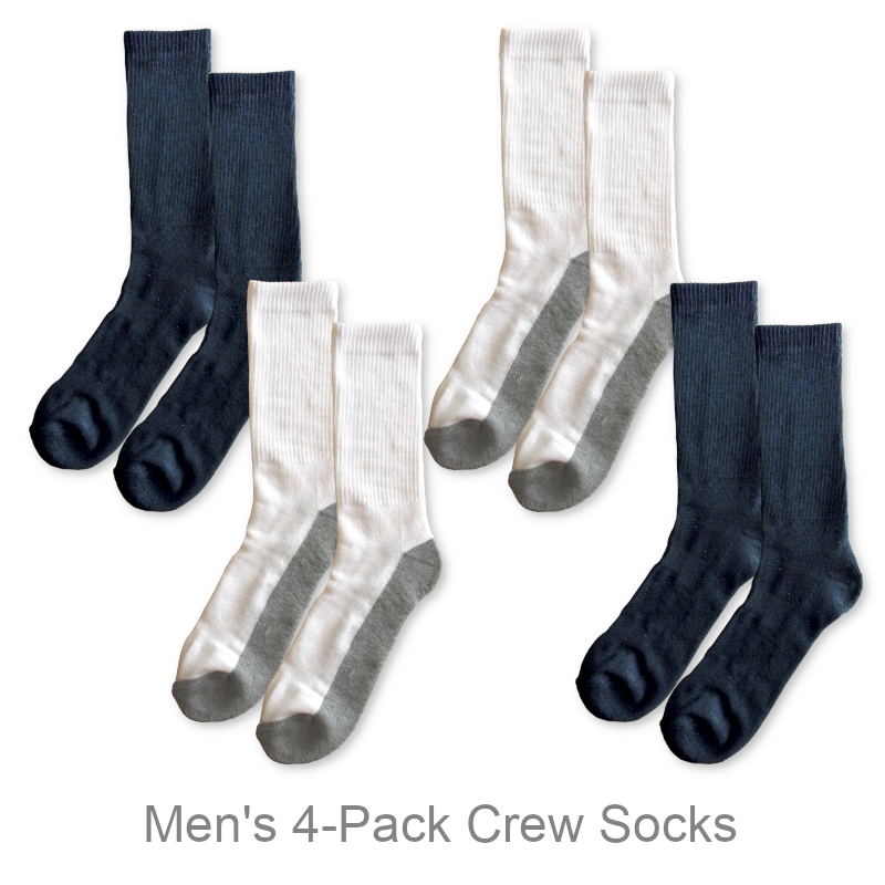 Mens 4-Pack Cushion Crew Socks | Accessories