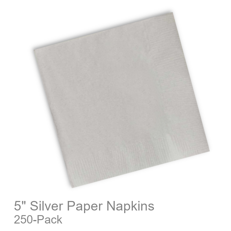 Silver Paper Beverage Cocktail Napkins | Party/Office