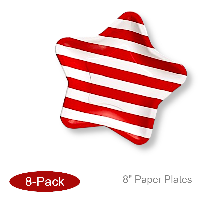 Star Shaped Paper Plates Striped | 4th of July