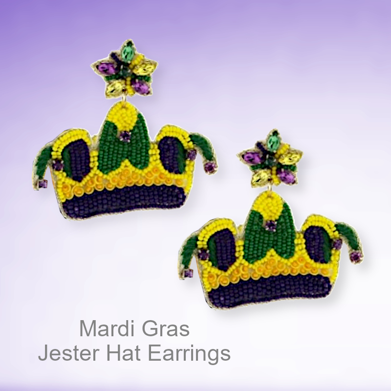 Mardi Gras Party Earrings Jester Hat | Mardi Gras