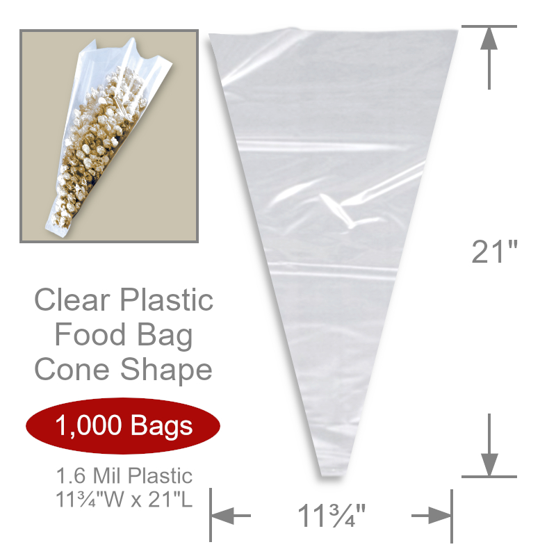 Clear Plastic Cone Shape Bag | Food Packaging