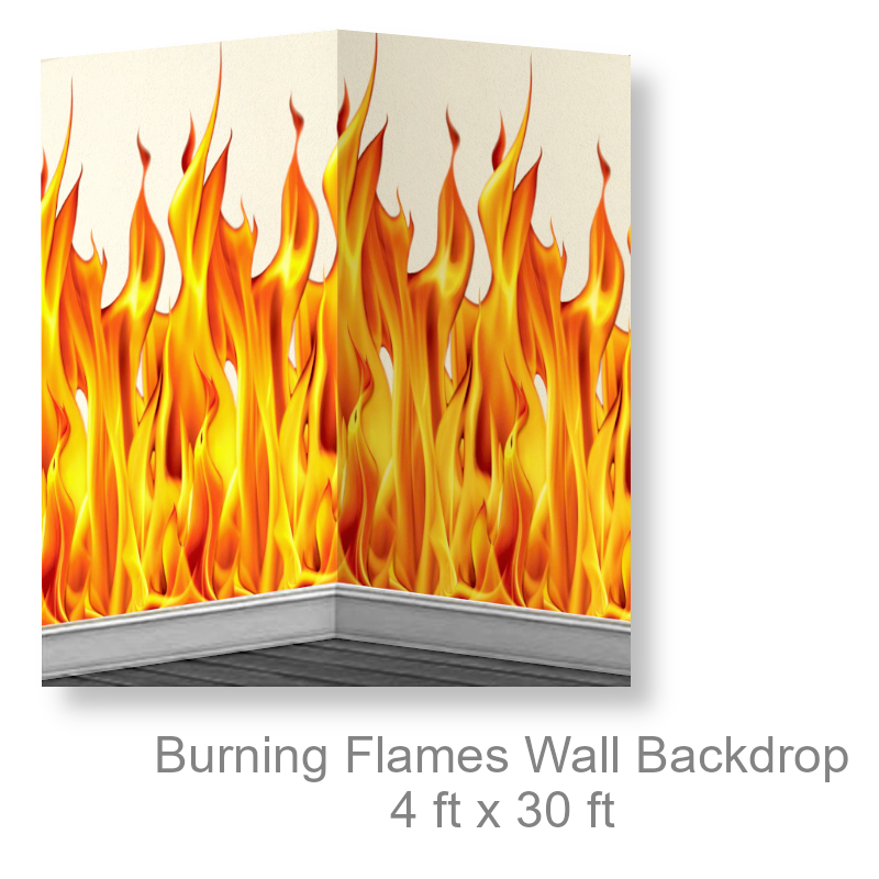 Burning Flames Wall Scene Backdrop | Party Decorations