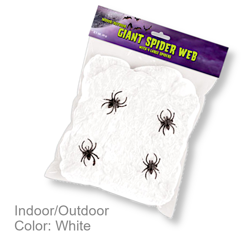 Faux Spider Web Filament w/Spiders | Party Decorations