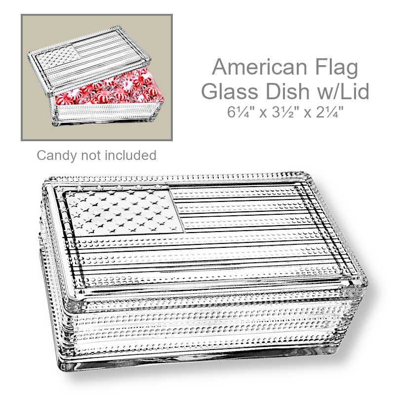American Flag Glass Dish Jar With Lid | 4th of July
