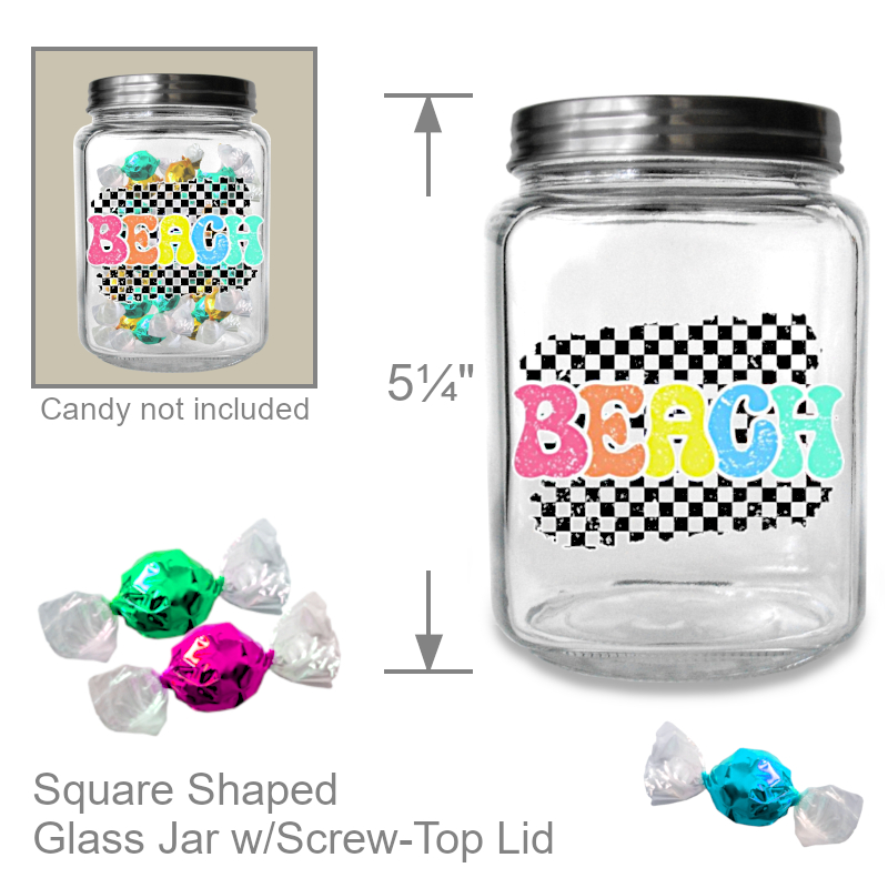 Shop Now Beach Square Shaped Candy Jar w/Lid | Office Candy Jar