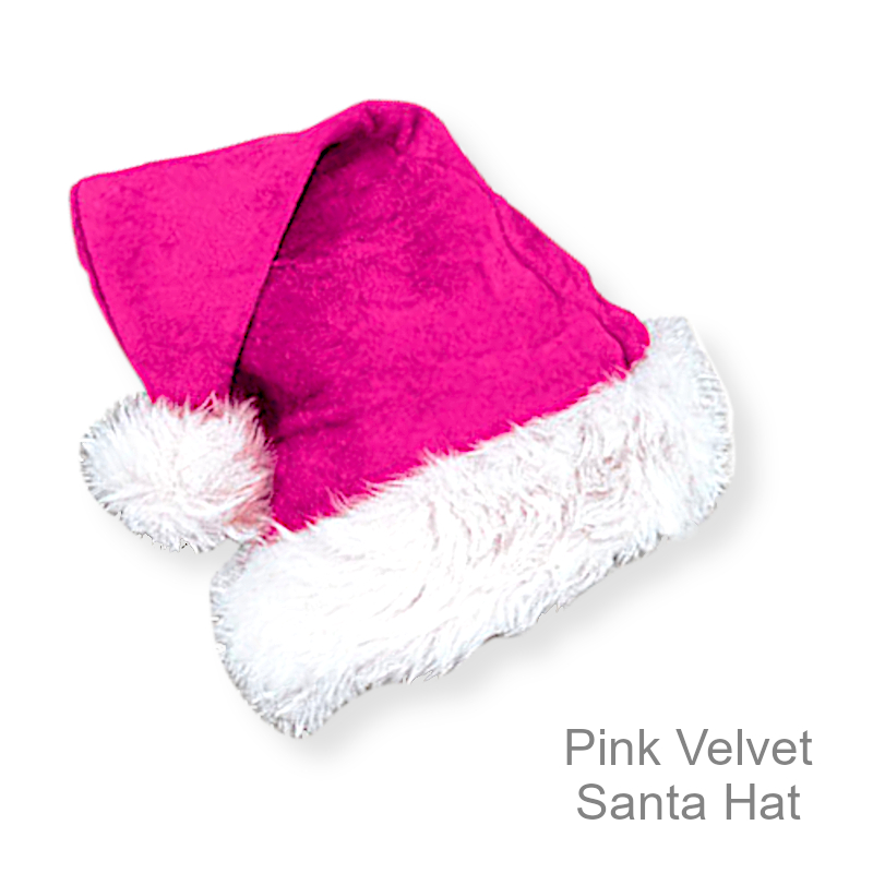 Pink Velvet Santa Hat | Funny Party Hats