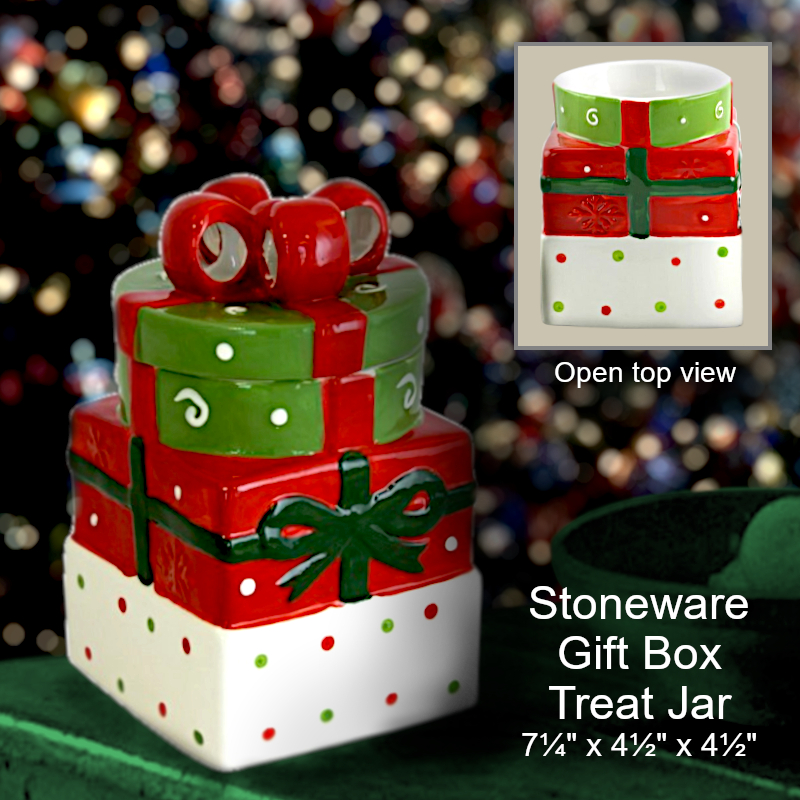 Gift Box Treat Jar | Christmas Office Candy Dish