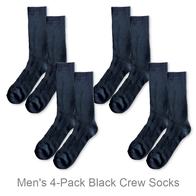 Mens 4-Pack Cushion Crew Socks | Accessories