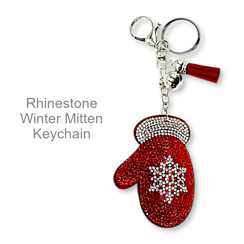 Shop Now Rhinestone Snowflake Mitten Keychain | Christmas