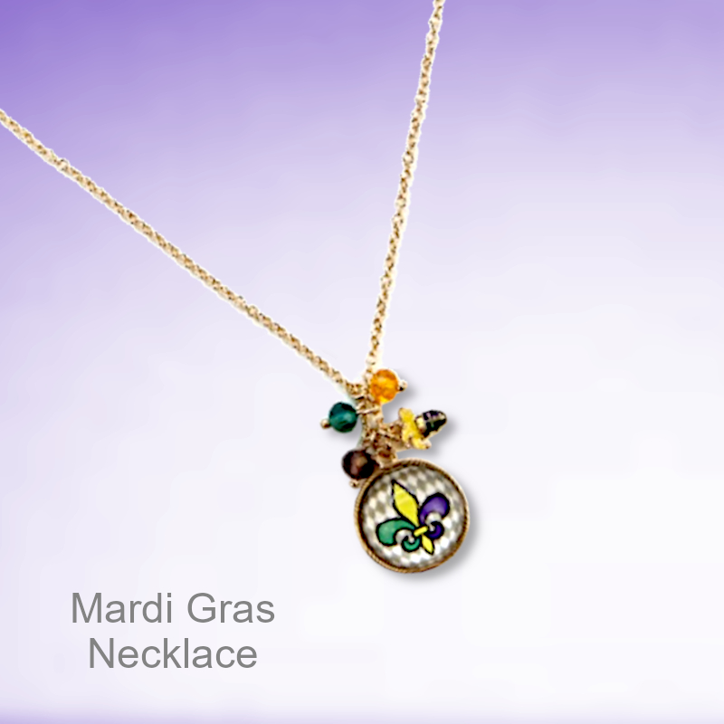 Mardi Gras Necklace Fleur De Lis Pendant | Mardi Gras