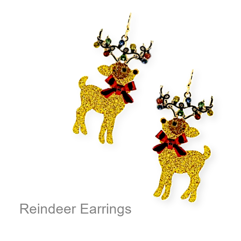Christmas Gold Reindeer Earrings | Christmas