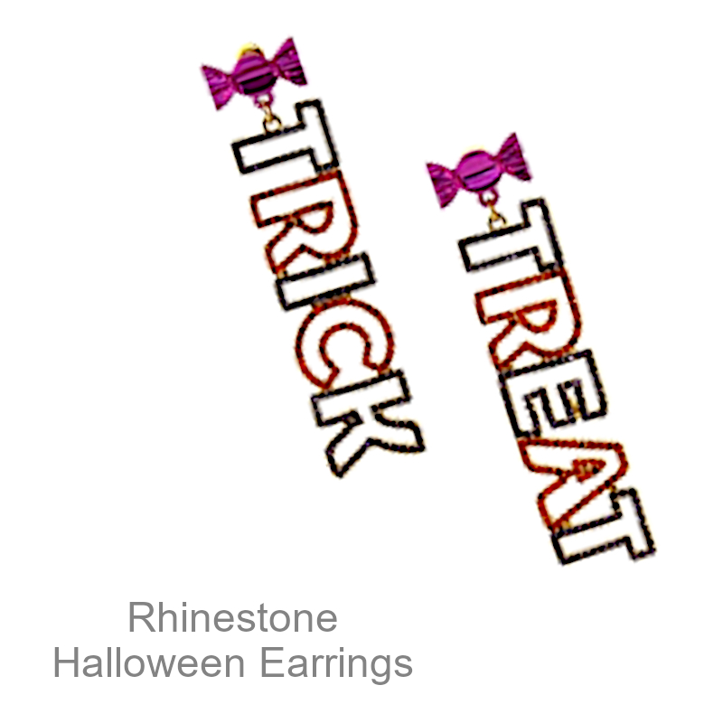 Trick or Treat Earrings Rhinestone | Halloween Jewelry