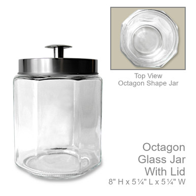 Octagon Glass Jar With Lid | Office Candy Jar - Lexi's Garage