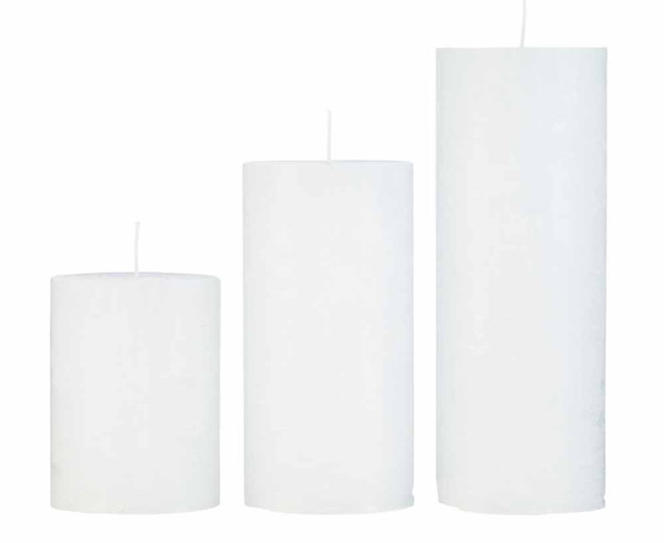 Cozy Living White Pillar Rustic Candles