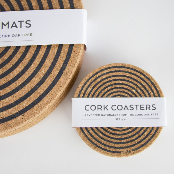 Liga Pine Cork Coasters Willow Natural Shaftesbury