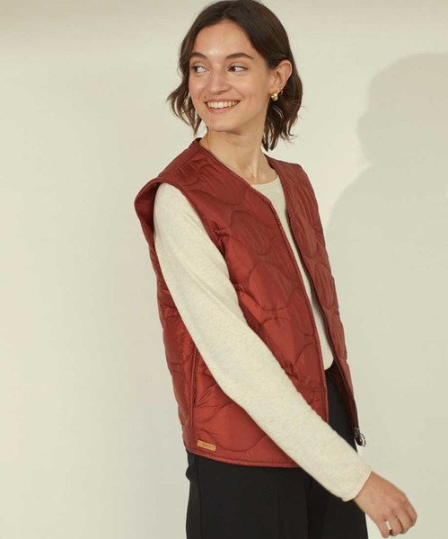 Yerse Quilted Water Repellent Vest - Rust