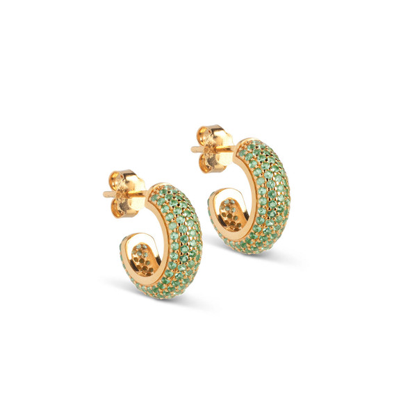 Enamel Copenhagen Luna Mini Sparkling Hoops CZ- Green