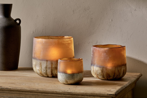 Nkuku Ngolo Tealight Holders - Amber
