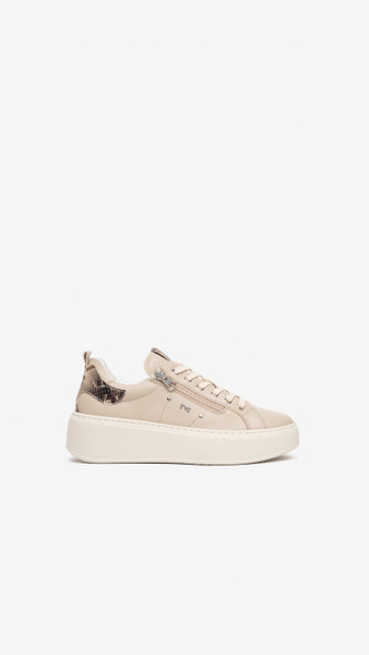 NeroGiardini Suede & Leather Sneakers with Zip - Oat