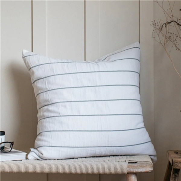Also Home Isen Wide Stripe cushions - White & Jade 65 x 65 cm