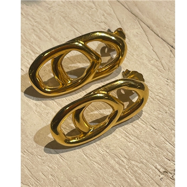 Willow Natural Double Gold Organic Shaped Rings Earrings