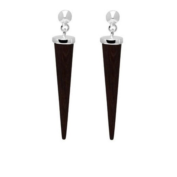Branch Long Spike Blackwood Earrings Silver