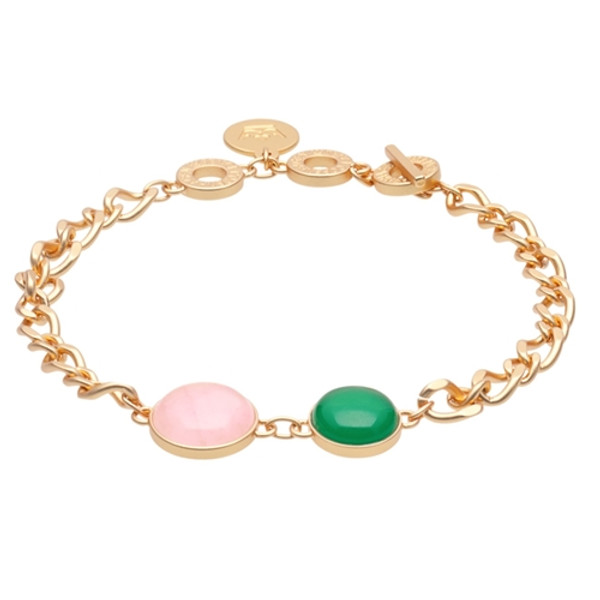 Sence Essentials Stone Duet bracelet rose & green quartz matt gold plated