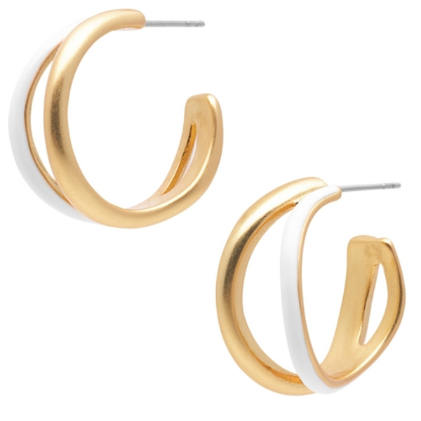 Sence Enamelove earrings brilliant white and matt gold plated