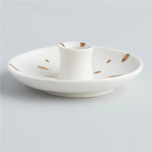 St Eval Gold Brushmarks, 1/2" Candle Holder