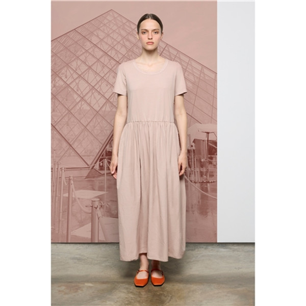 European Culture Peach Pink Long Cotton Dress