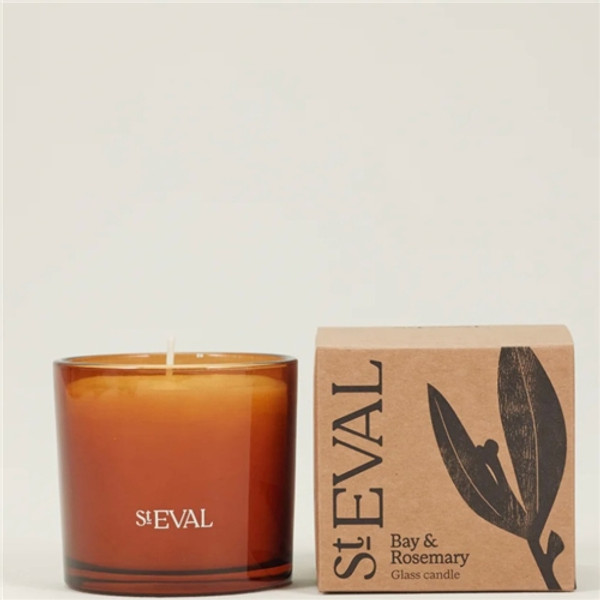 St Eval Glass Amber Tea Light - Bay & Rosemary
