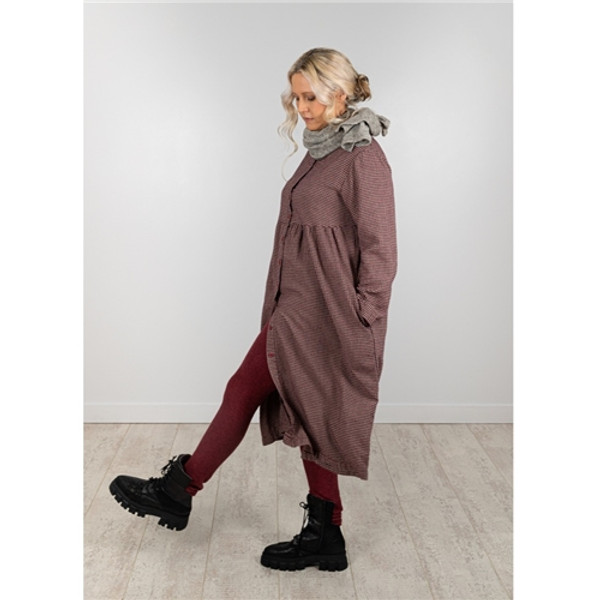 Thing Mini Check wine Long Sleeve Dress