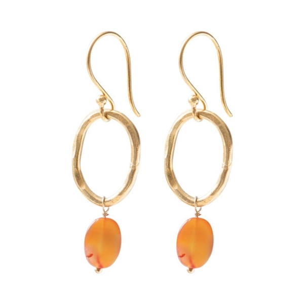 A Beautiful Story - Graceful Carnelian Earrings - Gold -