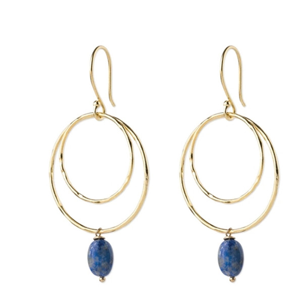 A Beautiful Story - Enjoyable Lapis Lazuli Earrings - Gold