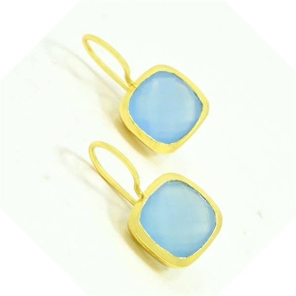 Dolce Earring Gold Plated - Blue Chalcedony