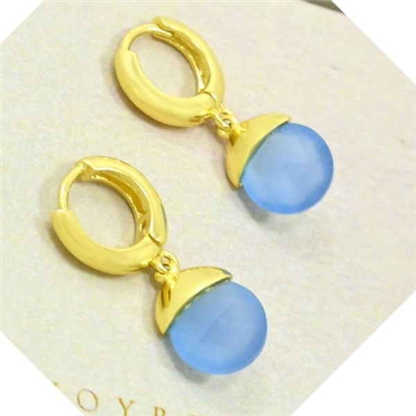 Annis Huggie Hoop Earring Gold - Blue Chalcedony