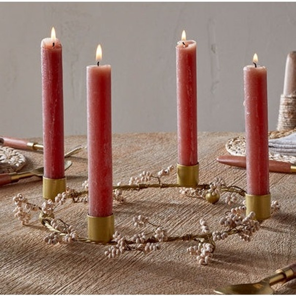 Nkluku Tanu Beaded Candle Holder - Antique Brass