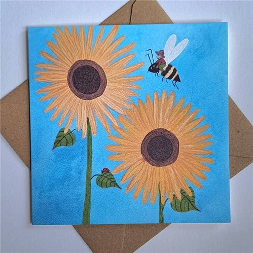 Lydiamae Sunflower & Worker Bee Card