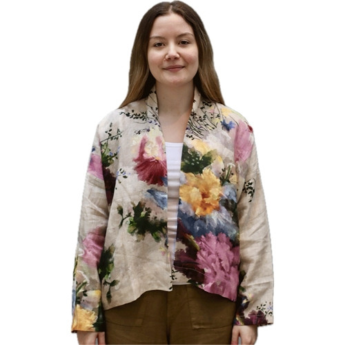 Raga & Yavi 100% Linen Ladies Jacket - Floral
