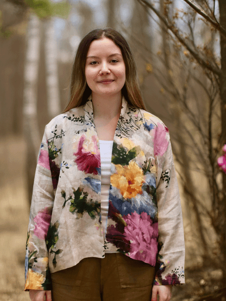 Raga & Yavi 100% Linen Ladies Jacket - Floral