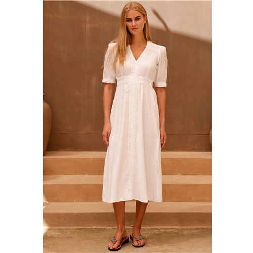 Aspiga Iris Organic Cotton Dobby Dress - White